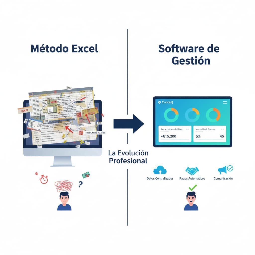 Comparativa Excel vs Software de Gestión de Cobros CuotaQ